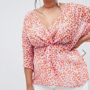 ASOS Curve knot front top with kimono sleeve